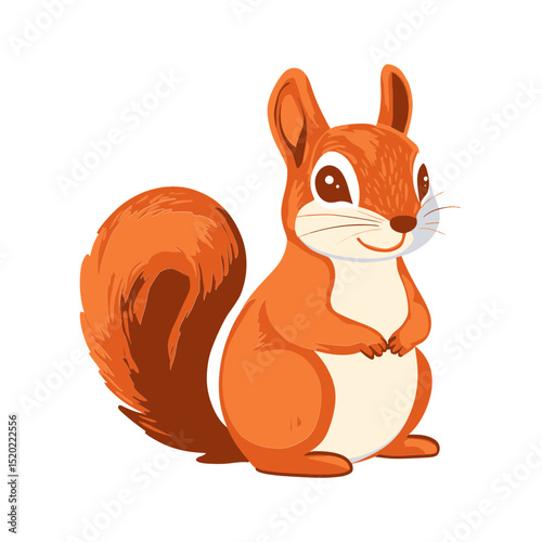 Charming Squirrel Illustration: A delightful cartoon squirrel, with its bushy tail and inquisitive gaze, sits poised, exuding playful energy.
