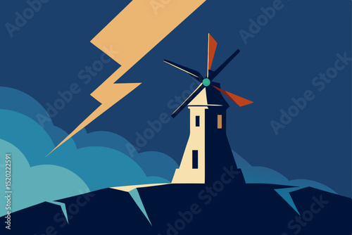 wind mill in the wind