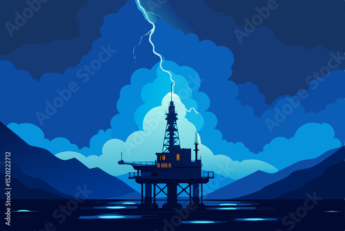 oil refinery at sunset