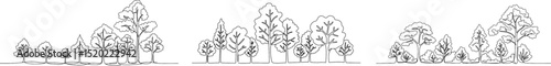 Continuous Line Forest Minimalist Vector Illustration for Nature Conservation and Eco Branding