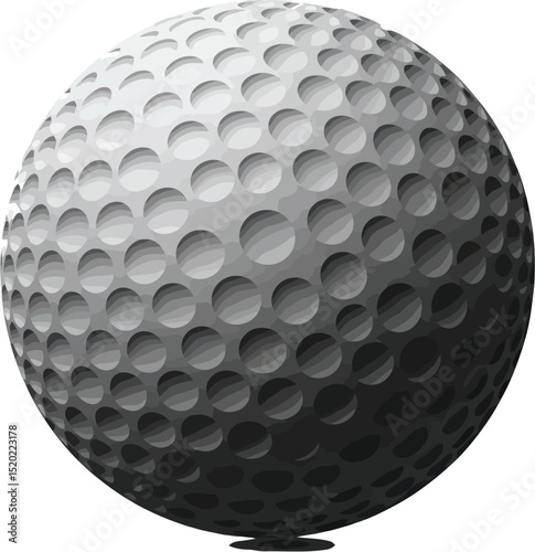 Vector Golf Ball - Black and White Close-up Icon isolated on transparent background. three-dimensional vector illustration
