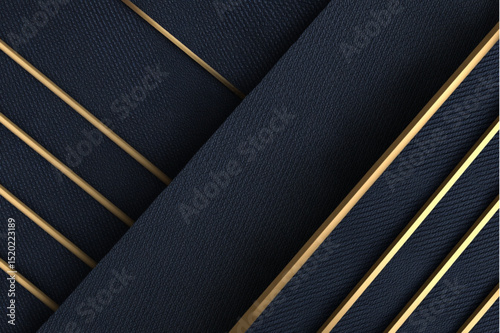 Abstract navy blue textured background with gold lines and diagonal geometric composition design