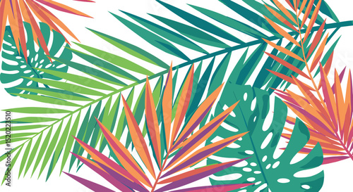 Tropical Palm Leaves Minimalist Vector Pattern for Summer Branding and Exotic Design Concepts