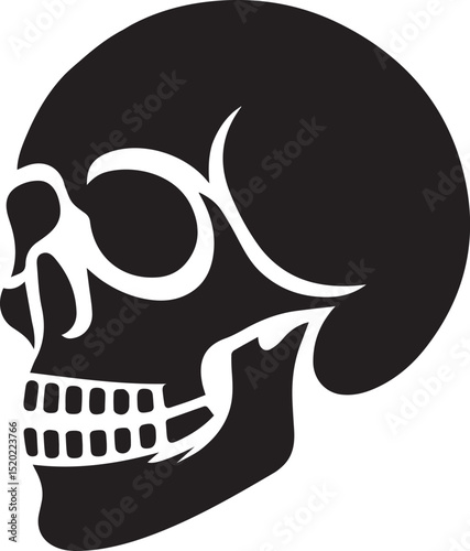 Halloween skull silhouette icon vector art illustration