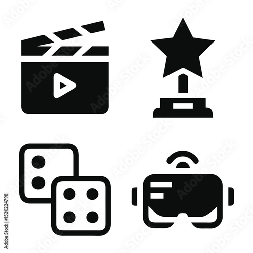 Vector icon set with glossy round web buttons and symbols in black and green