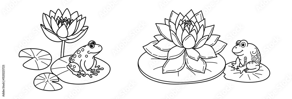 custom made wallpaper toronto digitalFrogs sitting on lily pads beside blooming lotus flowers for coloring