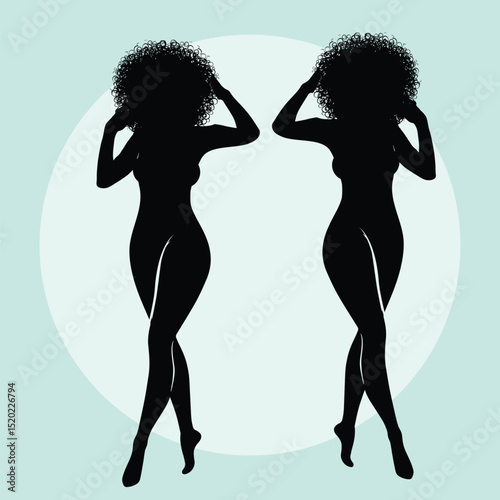silhouette of a sexy girl posse
