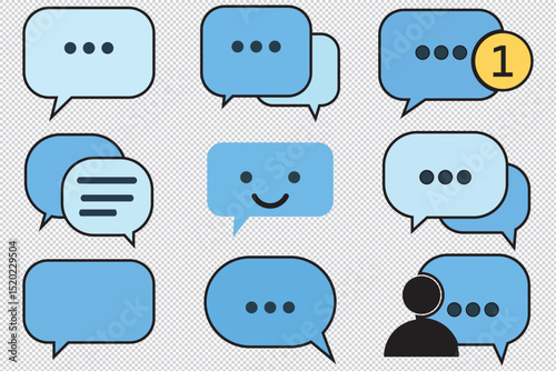 chat bubble icon, message icon, notification icon set vector eps 10