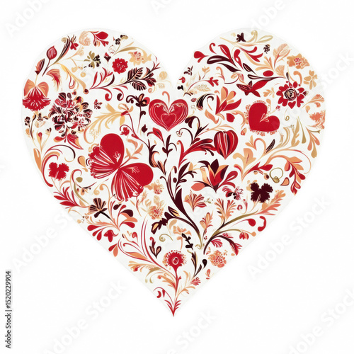 Betrothal Card with Heart-shaped Floral Pattern