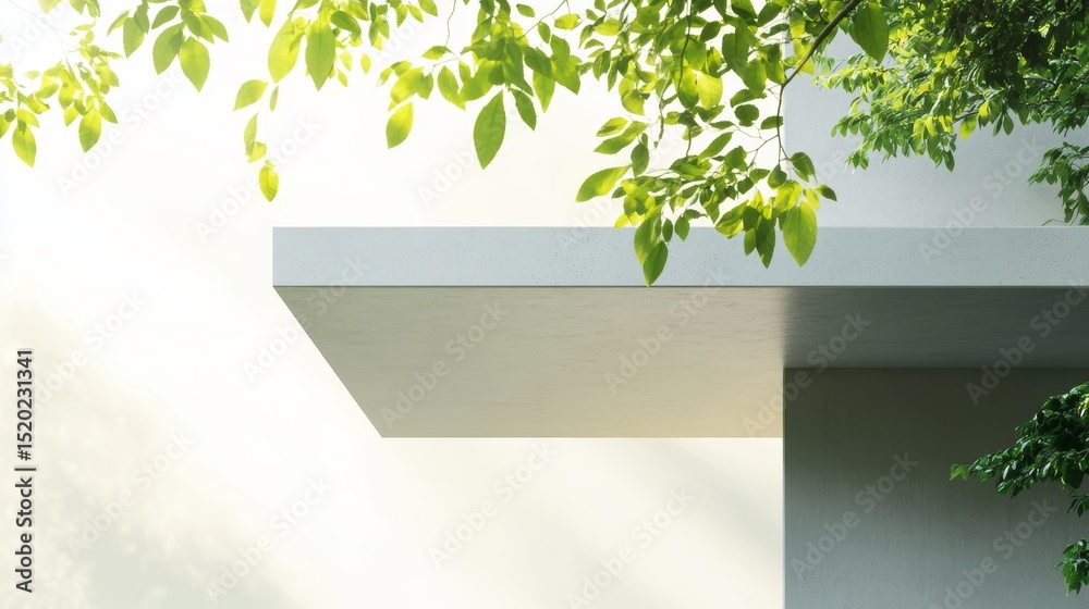 Obraz premium Minimalist modern house exterior with lush greenery 