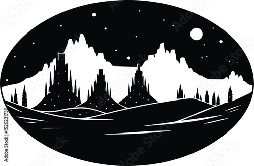 high desert plateau silhouette, arid desert plateau silhouette