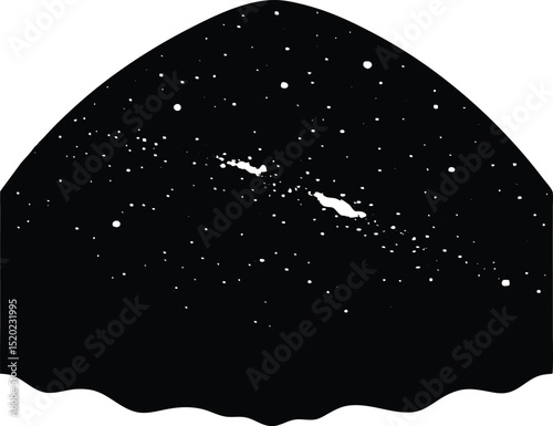 milky way over silhouette landscape, galaxy in night sky silhouette