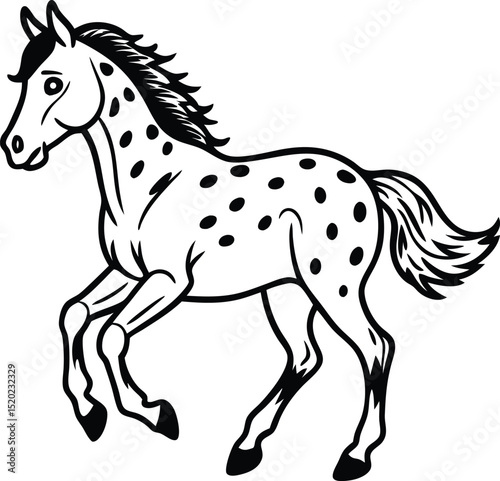 Elegant Appaloosa Horse Illustration Black and White Spotted Equine Artwork