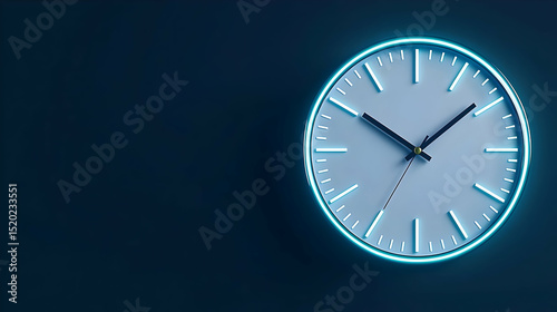 Wallpaper Mural Glowing White Wall Clock On Dark Background Torontodigital.ca