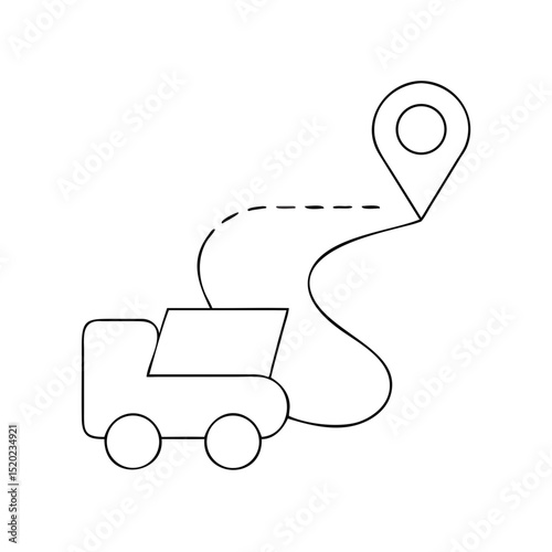 City route for delivery icon in linear style for logistics and last mile delivery concepts with copy space