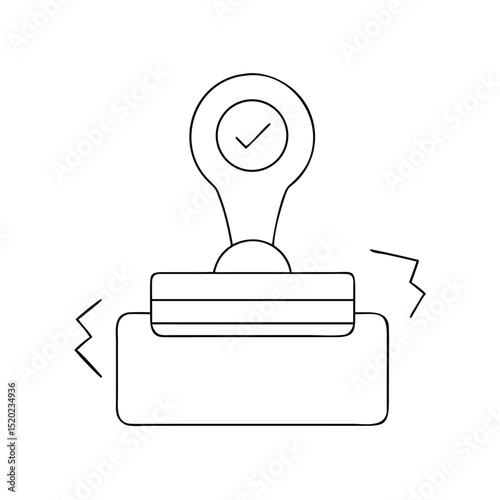 Delivered stamp icon in linear style for logistics and last mile delivery concepts with copy space
