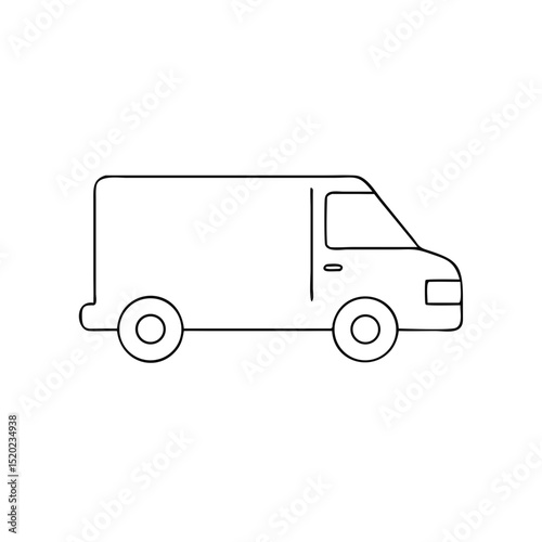 Delivery van icon in a minimalist design on a white background for logistics concept