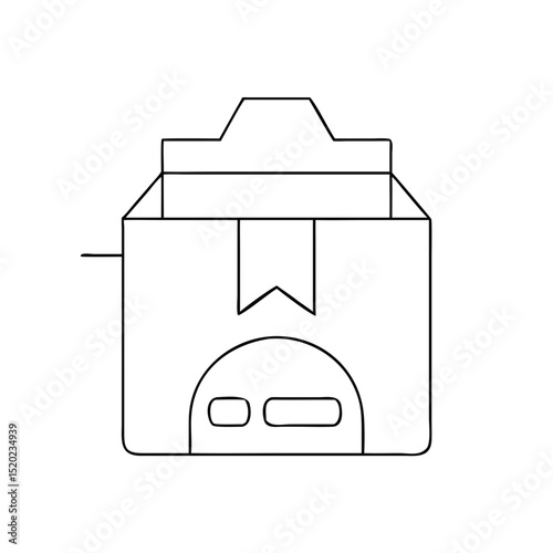 Custom packaging icon in linear style for logistics and last mile delivery concepts with copy space