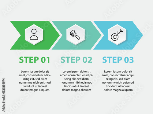 Infographic design template. Timeline concept with 3 steps.