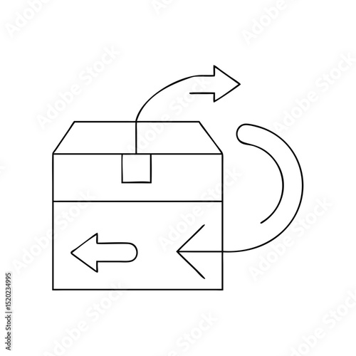 Package with route arrows icon in a minimalist style on a white background for logistics concept