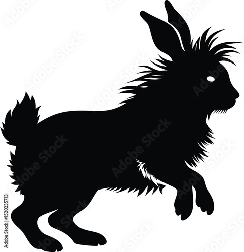 Majestic Lionhead Rabbit Silhouette A Leaping, Fuzzy Creature of the Night