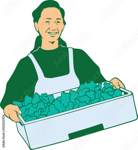 Fresh vegetables in basket illustration