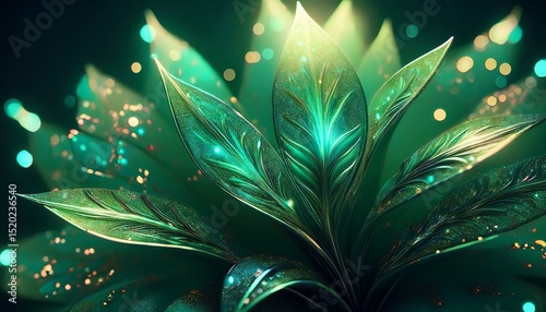 leafy green plant with a lot of sparkles on it