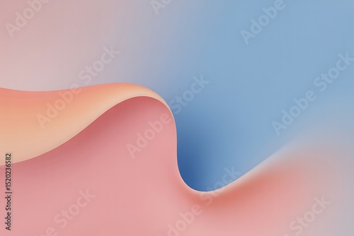 Delicate pastel wave abstract design in coral pink and sky blue shades