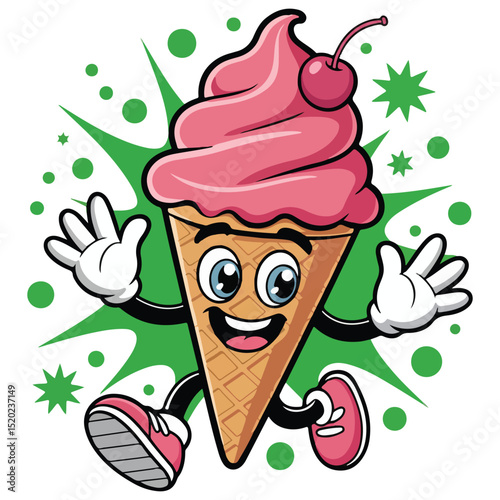 Ice Cream Cartoon vector, funny vector 