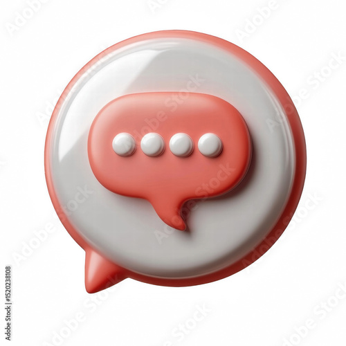 3D Message Icon with Chat Conversation Bubble White Background