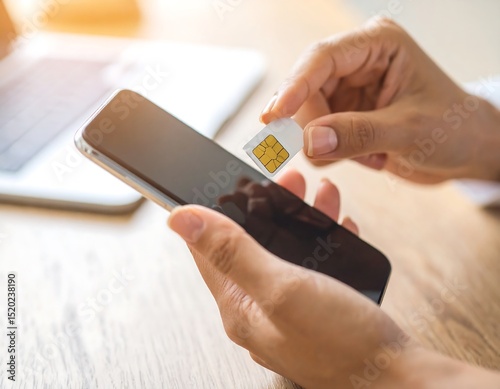 Hands inserting SIM card into phone (1)