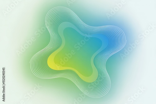 Abstract flowing gradient shape with line art decoration and blurred edges