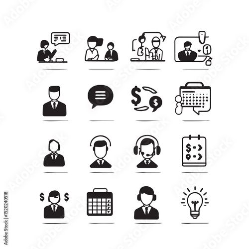 Business meeting icons set for web and app design
