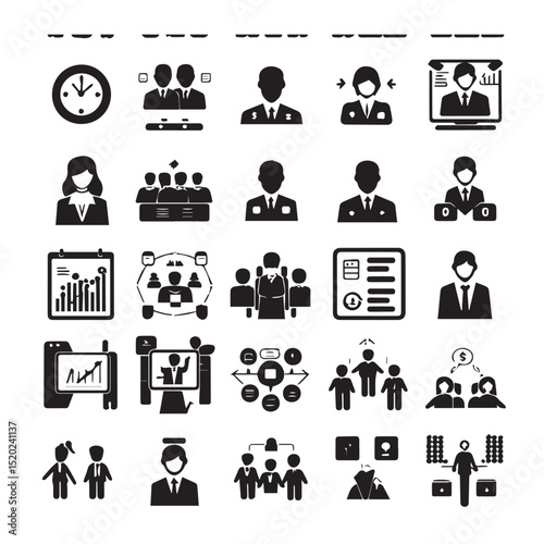 Business people icons set for presentations
