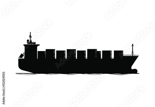 Global cargo ship vector and maritime freight vessel icon for transport and logistics
