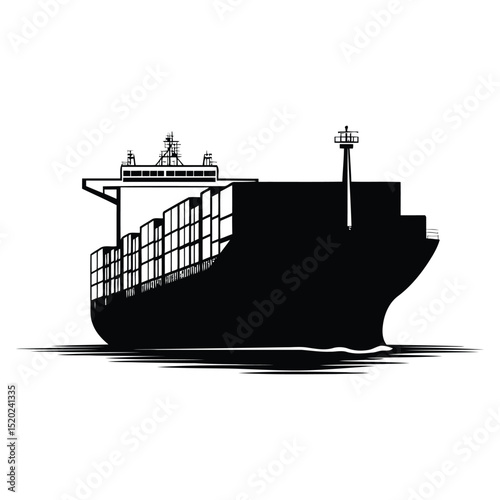 Global cargo ship vector and maritime freight vessel icon for transport and logistics