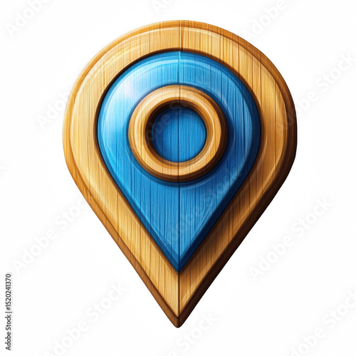 Blue GPS Location Pin Icon for Map Navigation on White Background