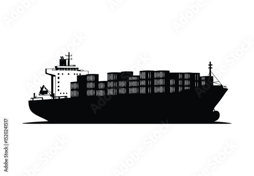 Global cargo ship vector and maritime freight vessel icon for transport and logistics