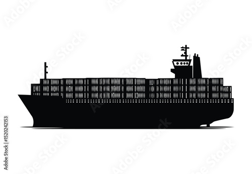Global cargo ship vector and maritime freight vessel icon for transport and logistics