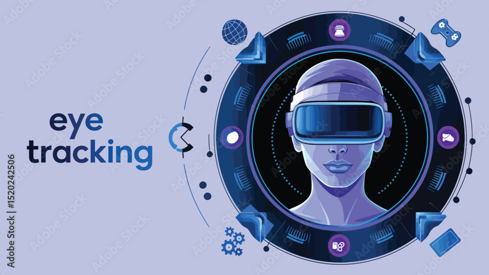 Fototapeta premium Digital illustration featuring a futuristic and technological EYE TRACKING theme.