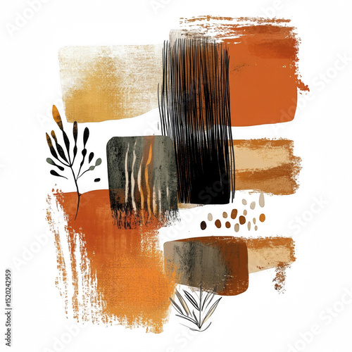 Abstract Boho Pictogram in Earth Tones with Text