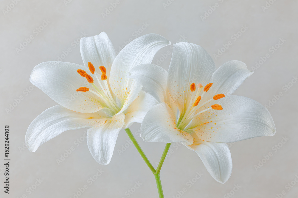Fototapeta premium closeup of ultrabright blooming lilies isolated against clean background