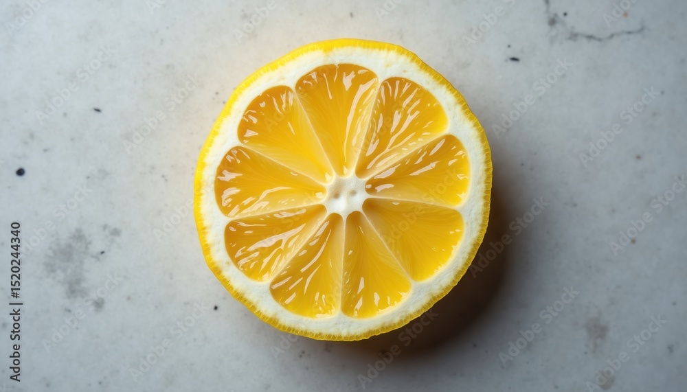 Lemon slice on light gray background, top view Lemon slice on light gray background, top view