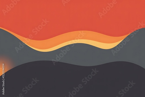 Abstract design with layered wavy shapes and warm earth tone color scheme