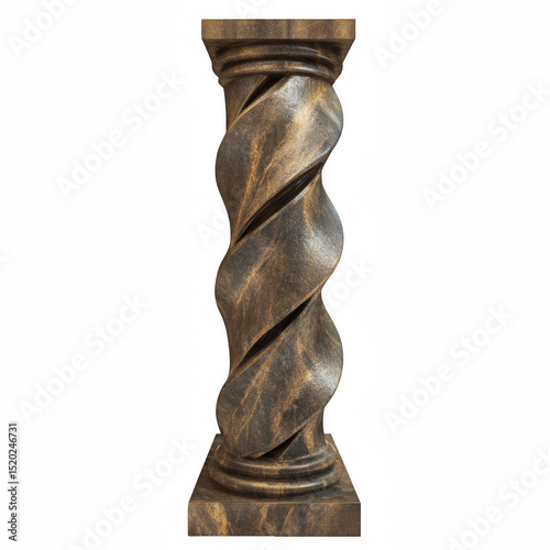 Abstract Twisted Bronze Column Base White Transparent