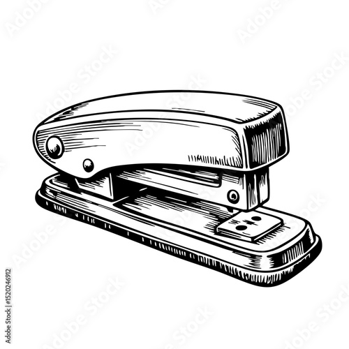Vintage sketch of a stapler in a simple black and white style  