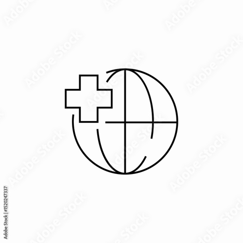 globe with cross icon sign vector