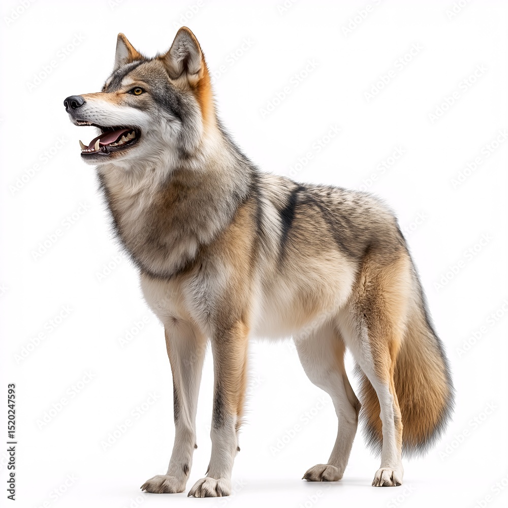 Obraz premium Majestic Gray Wolf Portrait. Expressive Canine in Vibrant Natural Habitat