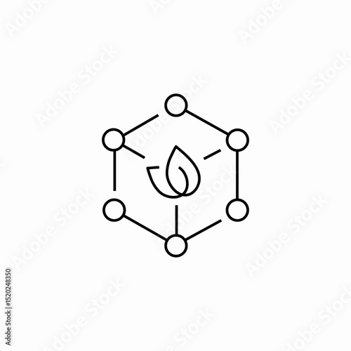 molecules with leaf icon sign vector