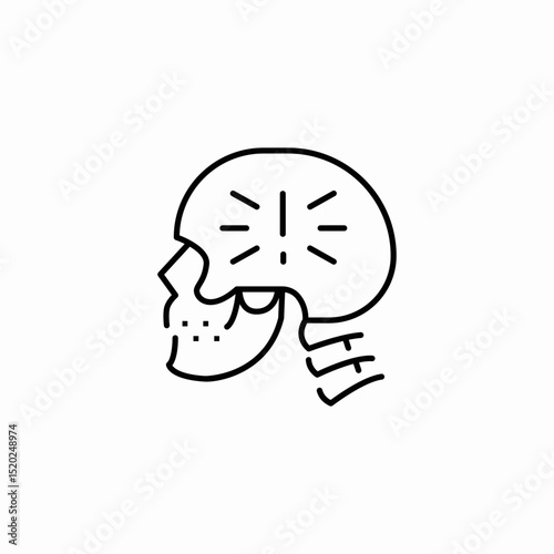 skull brain pain icon sign vector